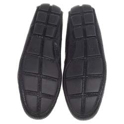 Pre Owned Prada Black Python Embossed Leather Slip On Loafers Size 41