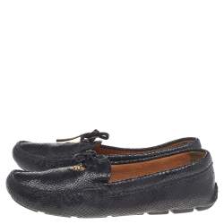 Pre Owned Prada Black Python Embossed Leather Slip On Loafers Size 41