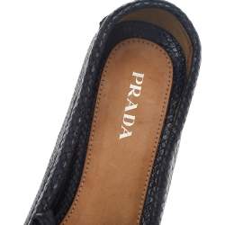 Pre Owned Prada Black Python Embossed Leather Slip On Loafers Size 41