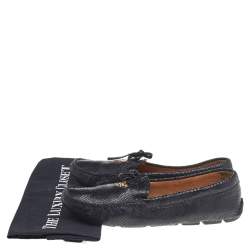 Pre Owned Prada Black Python Embossed Leather Slip On Loafers Size 41