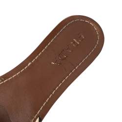 Pre Owned Prada Black Patent Leather Crystal And Bow Embellished Flat Slides Size 38