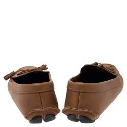 Pre Owned Prada Tan Saffiano Leather Bow Loafers Size 38.5