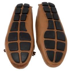 Pre Owned Prada Tan Saffiano Leather Bow Loafers Size 38.5