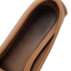 Pre Owned Prada Tan Saffiano Leather Bow Loafers Size 38.5