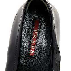 Pre Owned Prada Black Patent Leather Chain Details Loafers Size 37