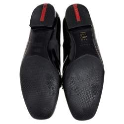 Pre Owned Prada Black Patent Leather Chain Details Loafers Size 37