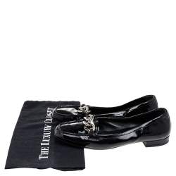 Pre Owned Prada Black Patent Leather Chain Details Loafers Size 37