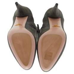 Pre Owned Prada Grey Suede Knee Length Boots Size 38.5