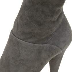 Pre Owned Prada Grey Suede Knee Length Boots Size 38.5