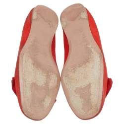 Pre Owned Prada Orange Suede Bow Ballet Flats Size 40