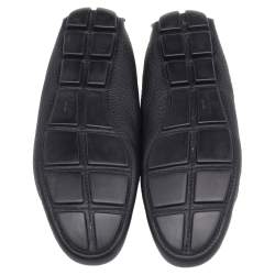 Pre Owned Prada Black Leather Slip On Loafers Size 37.5