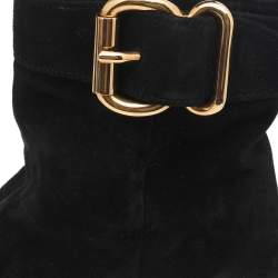 Pre Owned Prada Black Suede Buckle Detail Ankle Boots Size 37.5