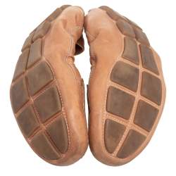 Pre Owned Prada Tan Leather Scrunch Ballet Flats Size 38.5