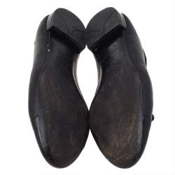 Pre Owned Prada Black Leather And Patent Leather Bow Cap Toe Ballet Flats Size 37