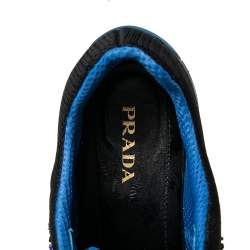 Pre Owned Prada Black Mesh Crystal Embellished Slip On Sneakers Size 40.5