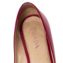 Pre Owned Prada Rose Pink Patent Leather Bow Block Heel Pumps Size 36