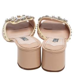 Pre Owned Prada Yellow/Beige Patent Leather Mule Sandals Size 40.5