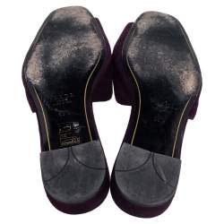 Pre Owned Prada Purple Suede Crystal Embellished Suede Flat Slides Size 39.5