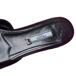 Pre Owned Prada Purple Suede Crystal Embellished Suede Flat Slides Size 39.5