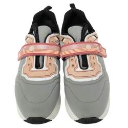 Pre Owned Prada Grey Nylon And Rubber Velcro Strap Low Top Sneakers Size 39