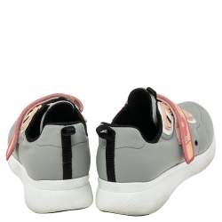 Pre Owned Prada Grey Nylon And Rubber Velcro Strap Low Top Sneakers Size 39