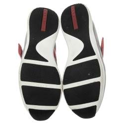 Pre Owned Prada Grey Nylon And Rubber Velcro Strap Low Top Sneakers Size 39