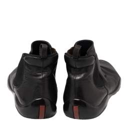 Pre Owned Prada Black Leather Ankle Boots Size 39.5