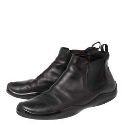 Pre Owned Prada Black Leather Ankle Boots Size 39.5
