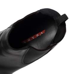 Pre Owned Prada Black Leather Ankle Boots Size 39.5