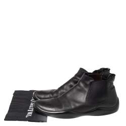 Pre Owned Prada Black Leather Ankle Boots Size 39.5