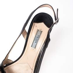 Prada Black Strappy Patent Leather Bow Open Toe Slingback Sandals Size 39.5