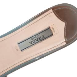 Pre Owned Prada Blue Patent Leather Bow Crystal Embellished Sandals Size 39