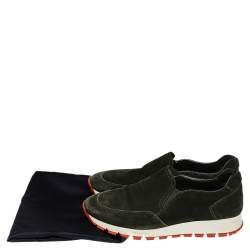 Pre Owned Prada Green Suede Slip on Sneakers Size 37.5