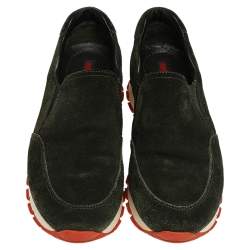 Pre Owned Prada Green Suede Slip on Sneakers Size 37.5