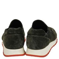 Pre Owned Prada Green Suede Slip on Sneakers Size 37.5
