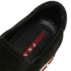 Pre Owned Prada Green Suede Slip on Sneakers Size 37.5