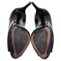 Pre Owned Prada Black Patent Leather Peep Toe Pumps Size 36.5