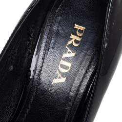Pre Owned Prada Black Patent Leather Peep Toe Pumps Size 36.5