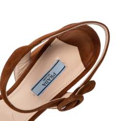 Pre Owned Prada Brown Suede Platform Ankle Strap Sandals Size 39.5