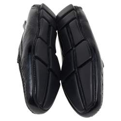 Prada Black Patent Leather Studded Slip On Loafers Size 36