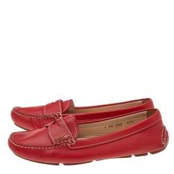 Prada Red Leather Slip on Loafers Size 37.5