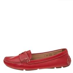 Prada Red Leather Slip on Loafers Size 37.5