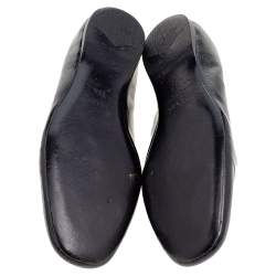 Pre Owned Prada Black/Beige Patent Saffiano Leather Smoking Slippers Size 40.5