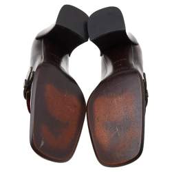 Pre Owned Prada Dark Brown Leather Slip On Loafer Pumps Size 37