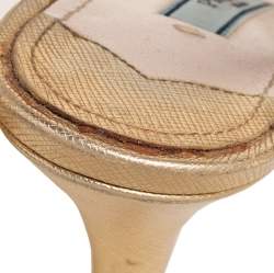 Pre Owned Prada Gold Leather  Strappy Slingback Sandals Size 37