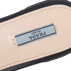 Pre Owned Prada Black Saffiano Patent Leather Slide Flats Size 41