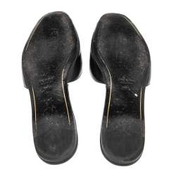 Pre Owned Prada Black Saffiano Vernice Leather Flat Slides Size 39.5
