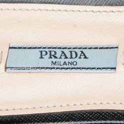 Pre Owned Prada Black Saffiano Vernice Leather Flat Slides Size 39.5