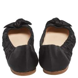 Pre Owned Prada Black Satin Bow Ballet Flats Size 37.5