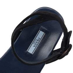 Pre Owned Prada Blue/Black Suede Merlot And Poppy Platform Ankle Strap Sandals Size 39